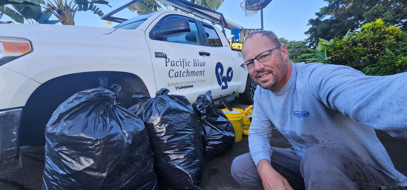 Corey Yeaton, owner of Pacific Blue Catchment, giving back to the Big Island