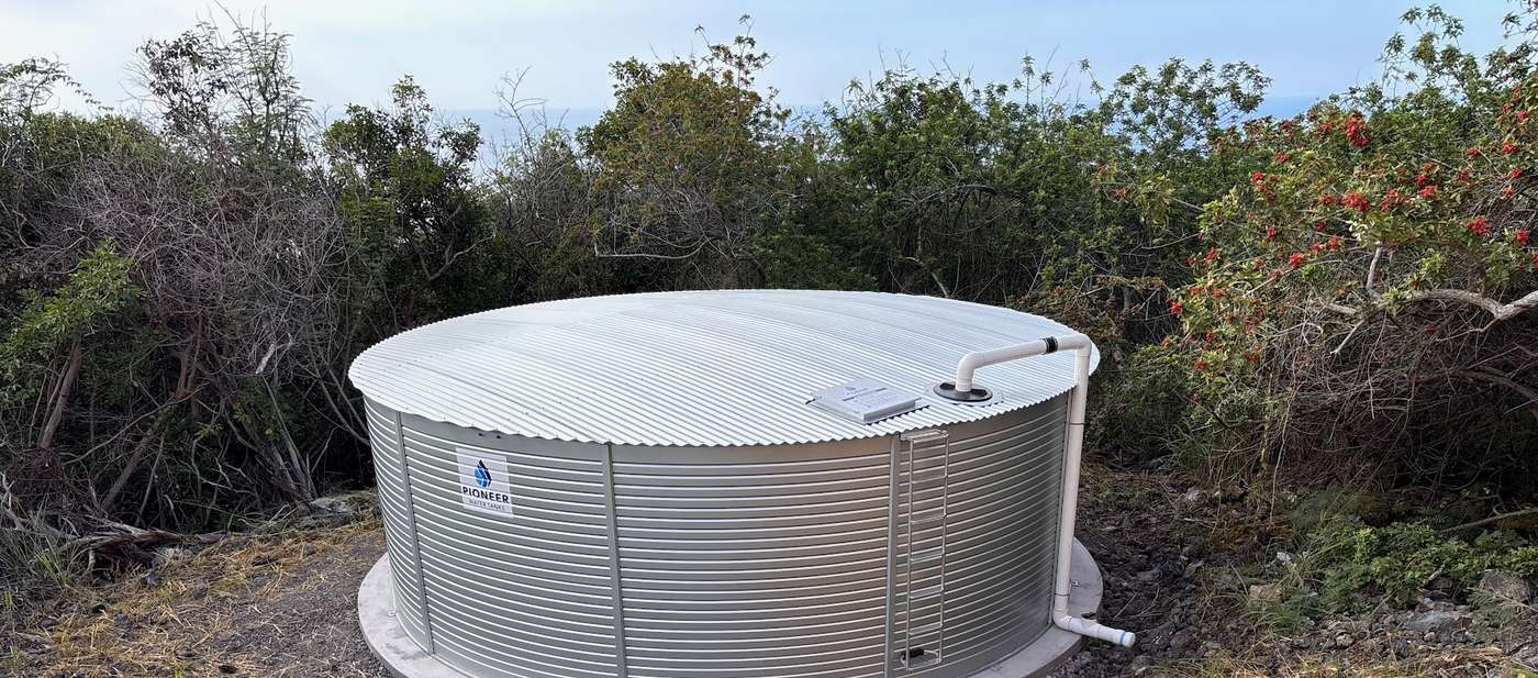 Pioneer steel water catchment tank installed by Pacific Blue Catchment, Big Island Hawaii
